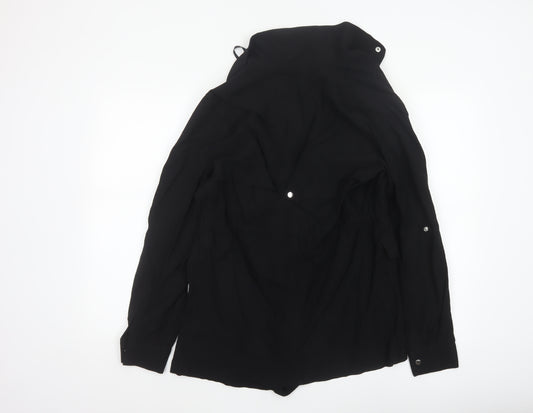 New Look Women’s Black UK 10 Short Drawstring Zip Pocket Jacket