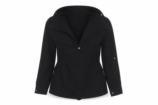 New Look Women’s Black UK 10 Short Drawstring Zip Pocket Jacket