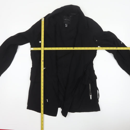 New Look Women’s Black UK 10 Short Drawstring Zip Pocket Jacket