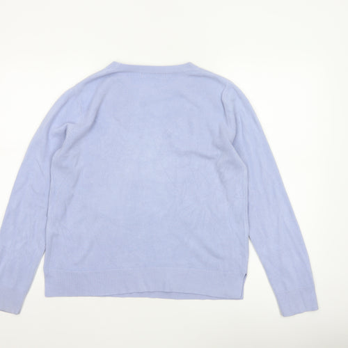 Marks and Spencer Women Blue UK 14 Crew Neck Acrylic Pullover Jumper