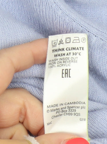Marks and Spencer Women Blue UK 14 Crew Neck Acrylic Pullover Jumper