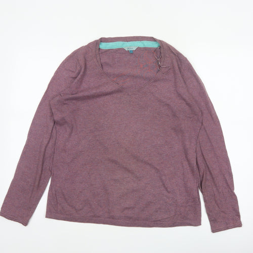 Fat Face Women’s Purple Size 14 V-Neck Lace-Up Knit Jumper