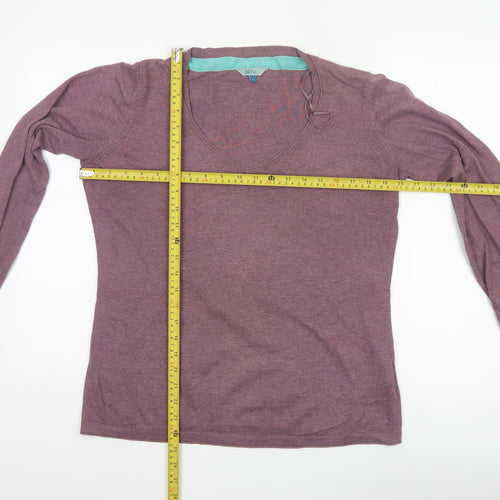 Fat Face Women’s Purple Size 14 V-Neck Lace-Up Knit Jumper