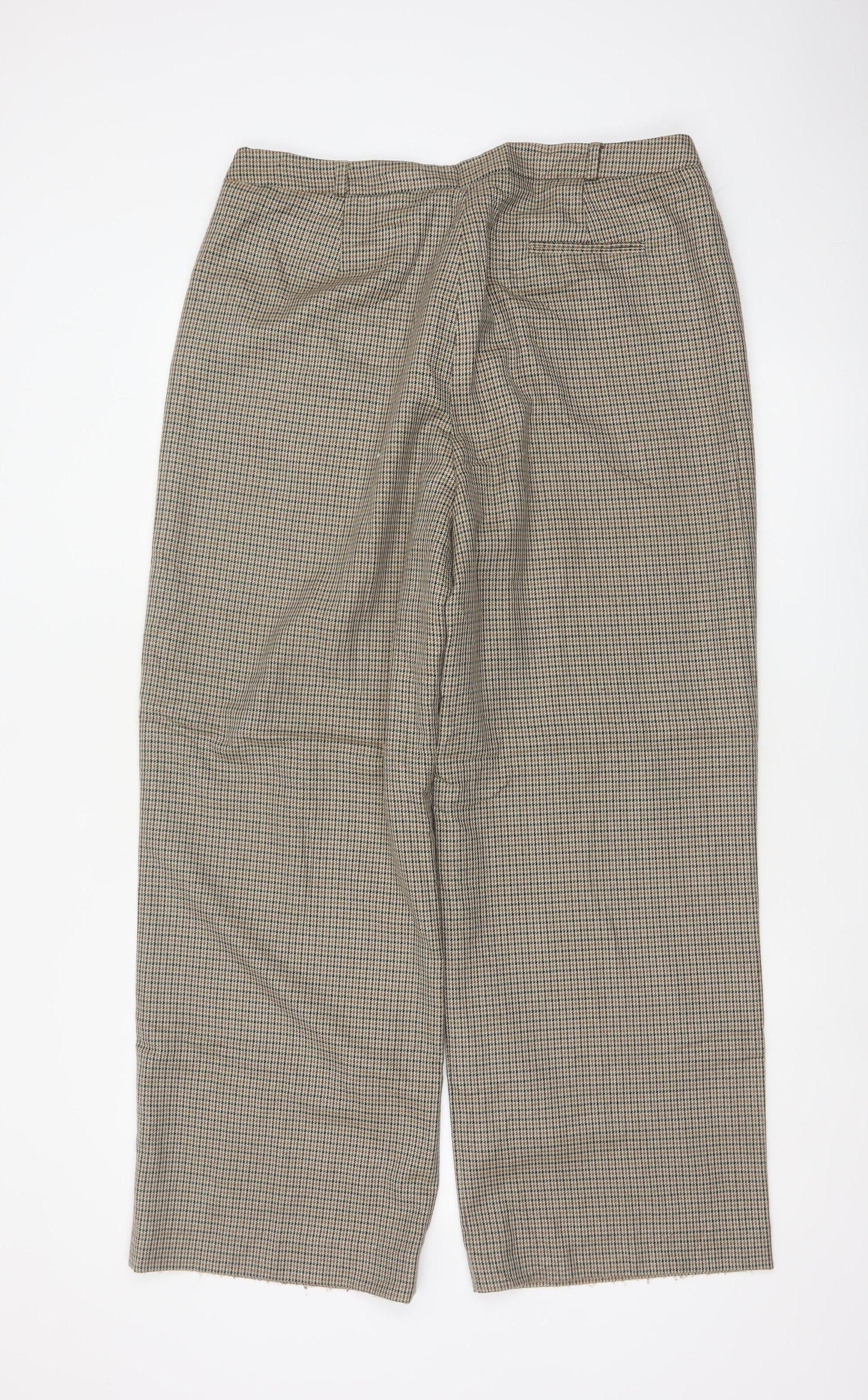 Viyella Women’s Beige Herringbone Tweed Trousers UK 16 Wool Blend