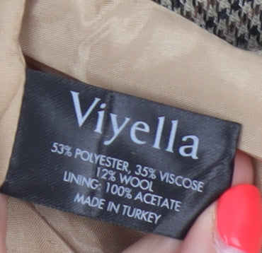 Viyella Women’s Beige Herringbone Tweed Trousers UK 16 Wool Blend