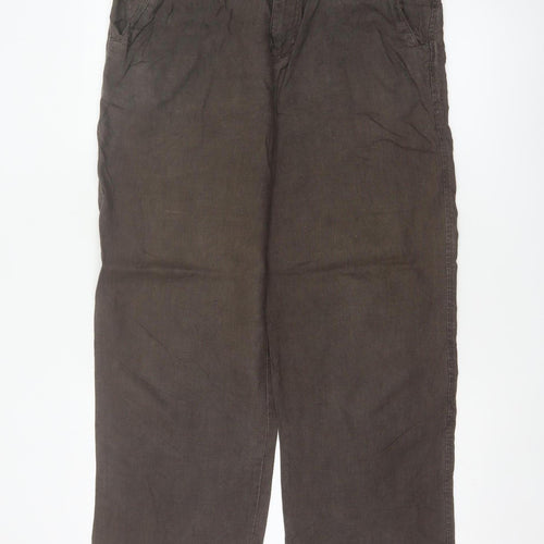Marks and Spencer Men’s Brown Linen Drawstring Trousers 34in W 29in Leg