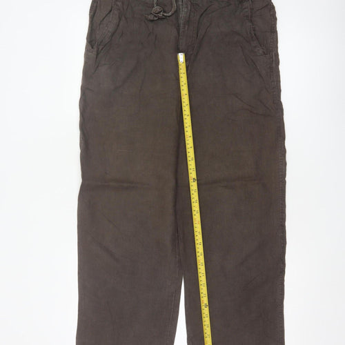 Marks and Spencer Men’s Brown Linen Drawstring Trousers 34in W 29in Leg