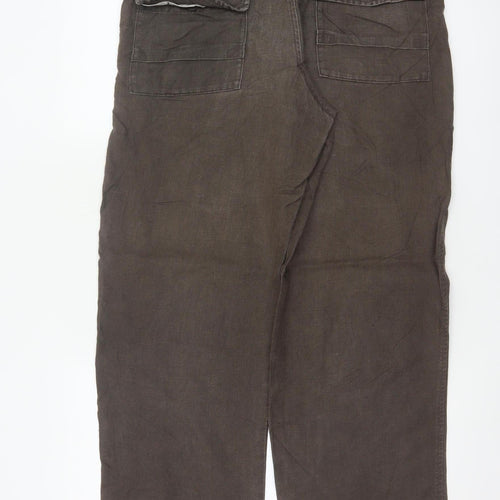 Marks and Spencer Men’s Brown Linen Drawstring Trousers 34in W 29in Leg