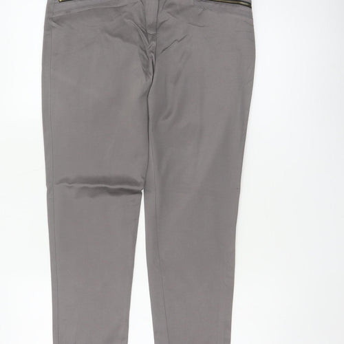 Dorothy Perkins Women Grey UK 12 Tapered Trousers Zip Pockets