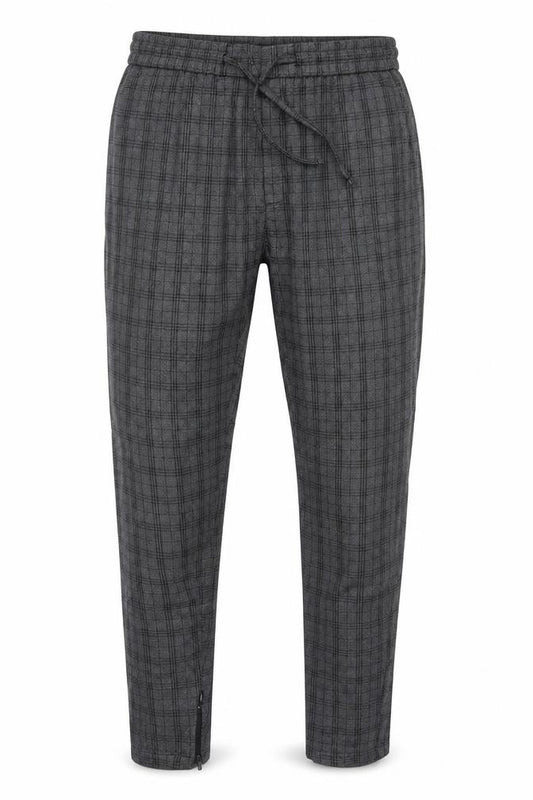 Kings Will Dream Men's Grey Check XS Jogger Trousers Drawstring Tapered