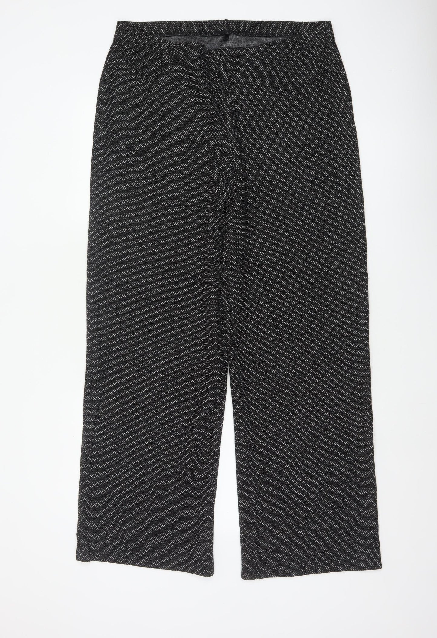 Marks and Spencer Women’s Black Mix UK 16 Wide-Leg Pull-On Trousers