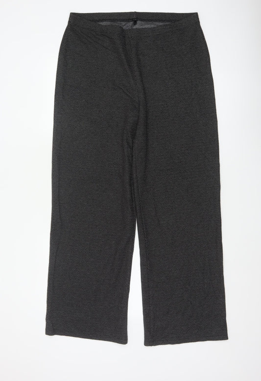 Marks and Spencer Women’s Black Mix UK 16 Wide-Leg Pull-On Trousers