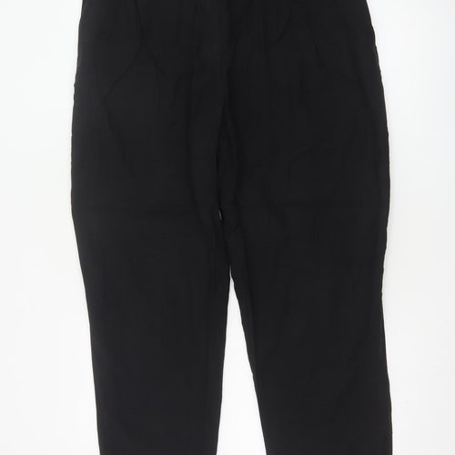 H&M Women Black UK 18 High Rise Tapered Tailored Dress Trousers