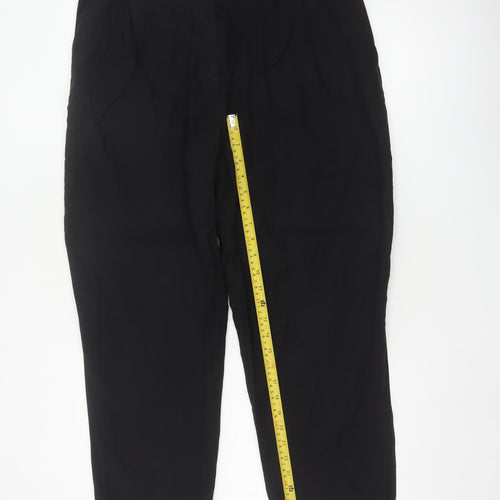 H&M Women Black UK 18 High Rise Tapered Tailored Dress Trousers