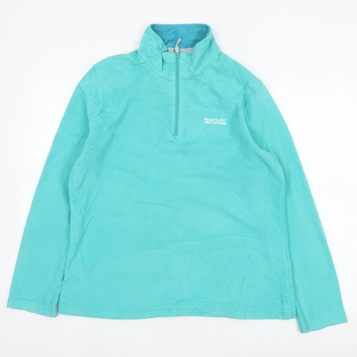 Regatta Women Blue UK 14 Pullover Fleece 1/4 Zip High Neck