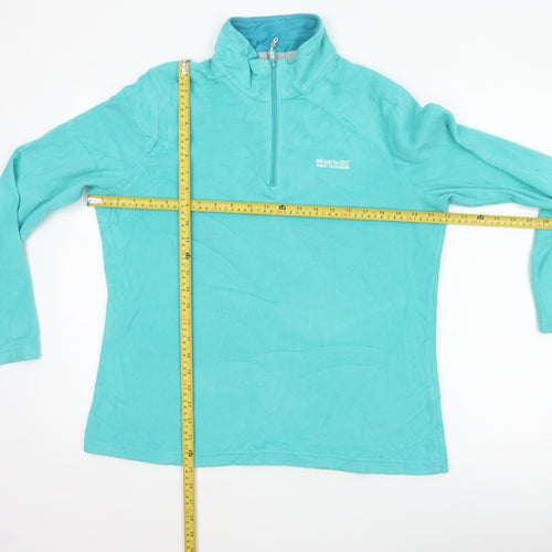 Regatta Women Blue UK 14 Pullover Fleece 1/4 Zip High Neck