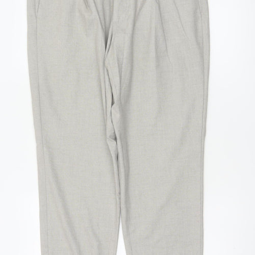 Marks and Spencer Men's Grey 34S Pleated Tapered Dress Trousers