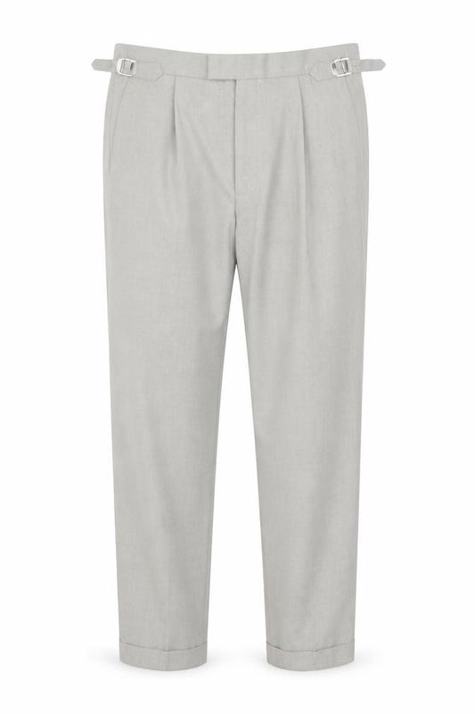 Marks and Spencer Men's Grey 34S Pleated Tapered Dress Trousers