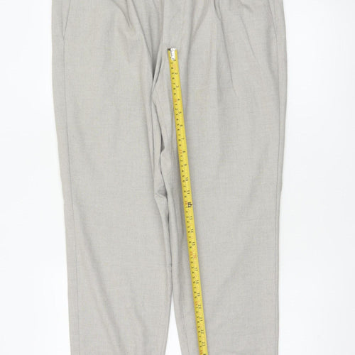 Marks and Spencer Men's Grey 34S Pleated Tapered Dress Trousers
