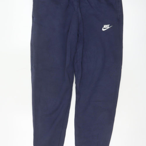 Nike Men’s Blue S Fleece Jogger Sweatpants Logo Cuffed Trousers