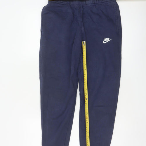Nike Men’s Blue S Fleece Jogger Sweatpants Logo Cuffed Trousers