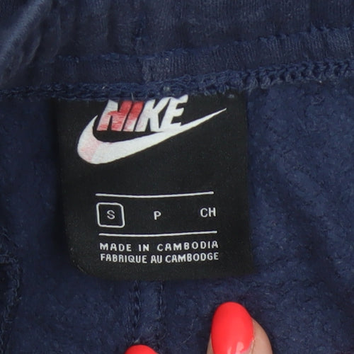 Nike Men’s Blue S Fleece Jogger Sweatpants Logo Cuffed Trousers