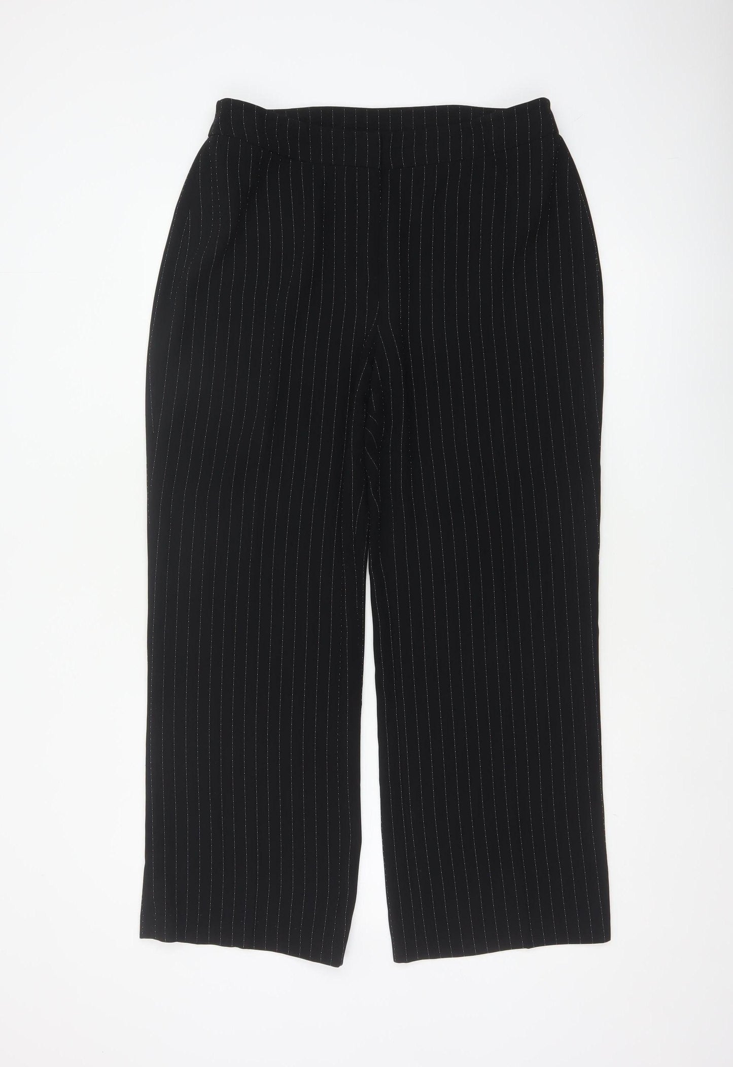 Anne Brooks Women’s Black Pinstripe Petite UK 14 Straight Dress Trousers