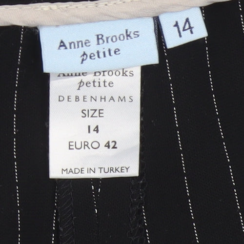 Anne Brooks Women’s Black Pinstripe Petite UK 14 Straight Dress Trousers