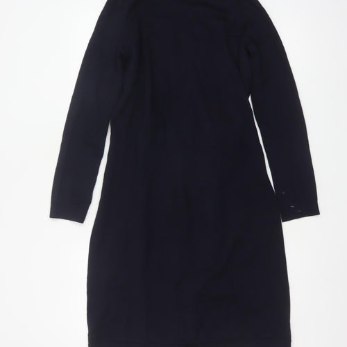 COS Women Black UK 10 Midi Wrap Belted Wool Cotton Dress