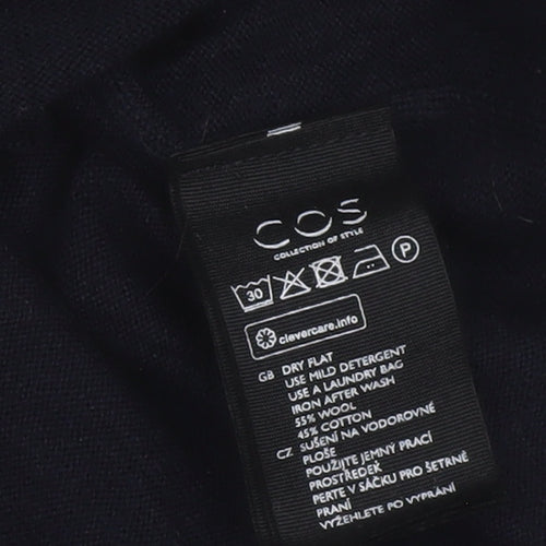 COS Women Black UK 10 Midi Wrap Belted Wool Cotton Dress