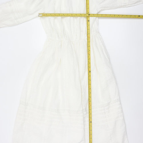 Marks & Spencer Women Ivory UK 10 A-Line Long Cotton Lace Dress