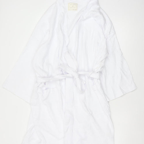 Marks & Spencer Women White Cotton Kimono Robe Size L Belted