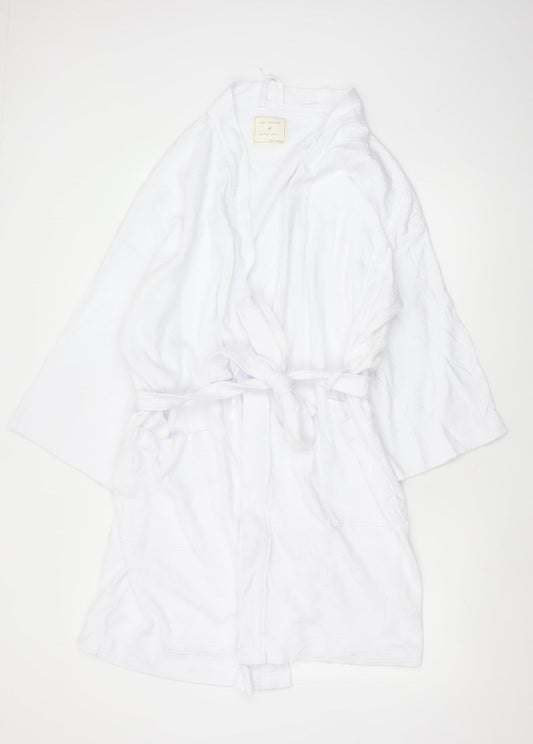 Marks & Spencer Women White Cotton Kimono Robe Size L Belted