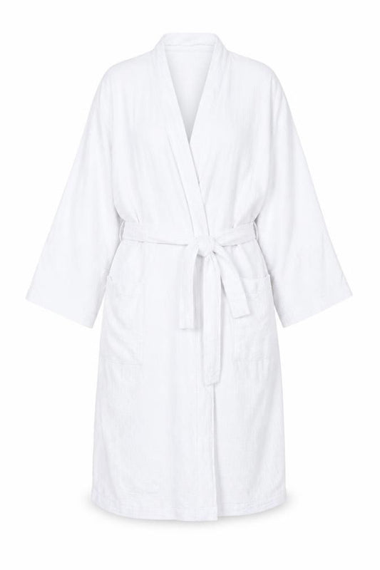 Marks & Spencer Women White Cotton Kimono Robe Size L Belted