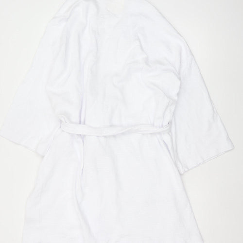 Marks & Spencer Women White Cotton Kimono Robe Size L Belted