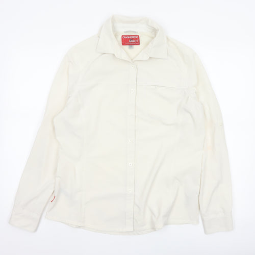 Craghoppers Women Ivory UK 14 Long Sleeve Outdoor Button-Up Shirt