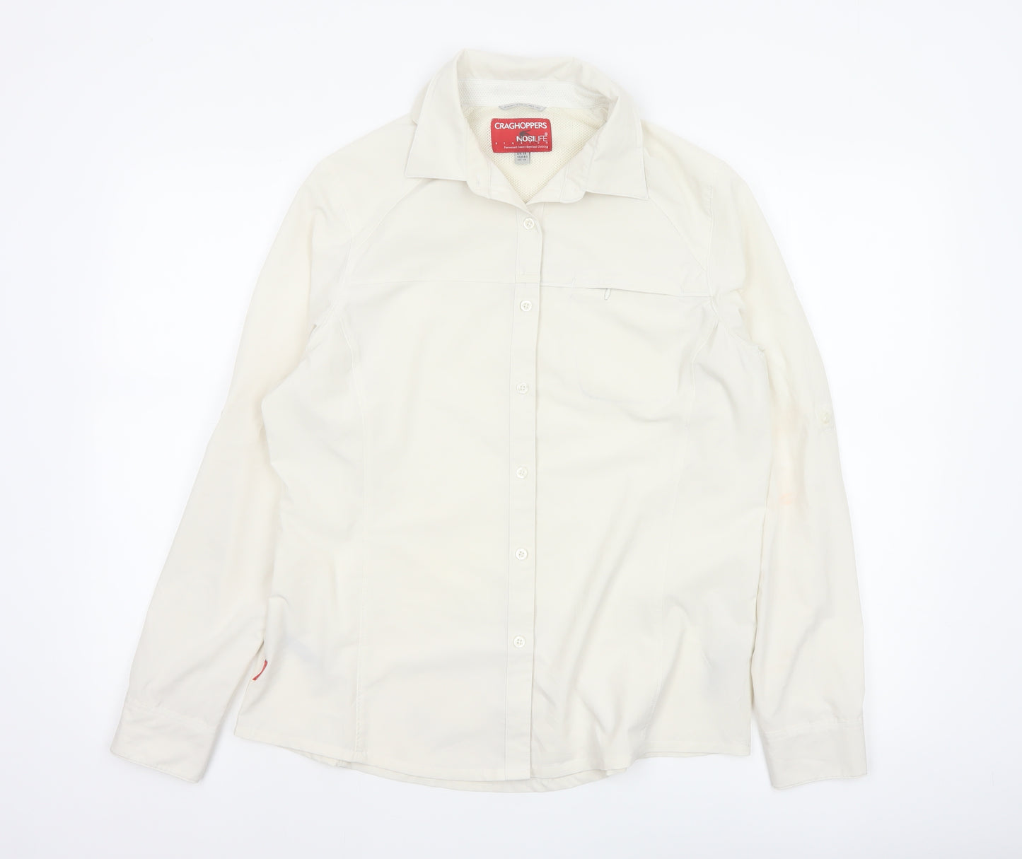 Craghoppers Women Ivory UK 14 Long Sleeve Outdoor Button-Up Shirt