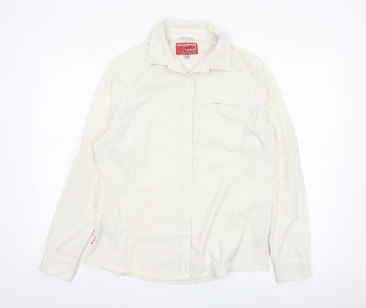 Craghoppers Women Ivory UK 14 Long Sleeve Outdoor Button-Up Shirt