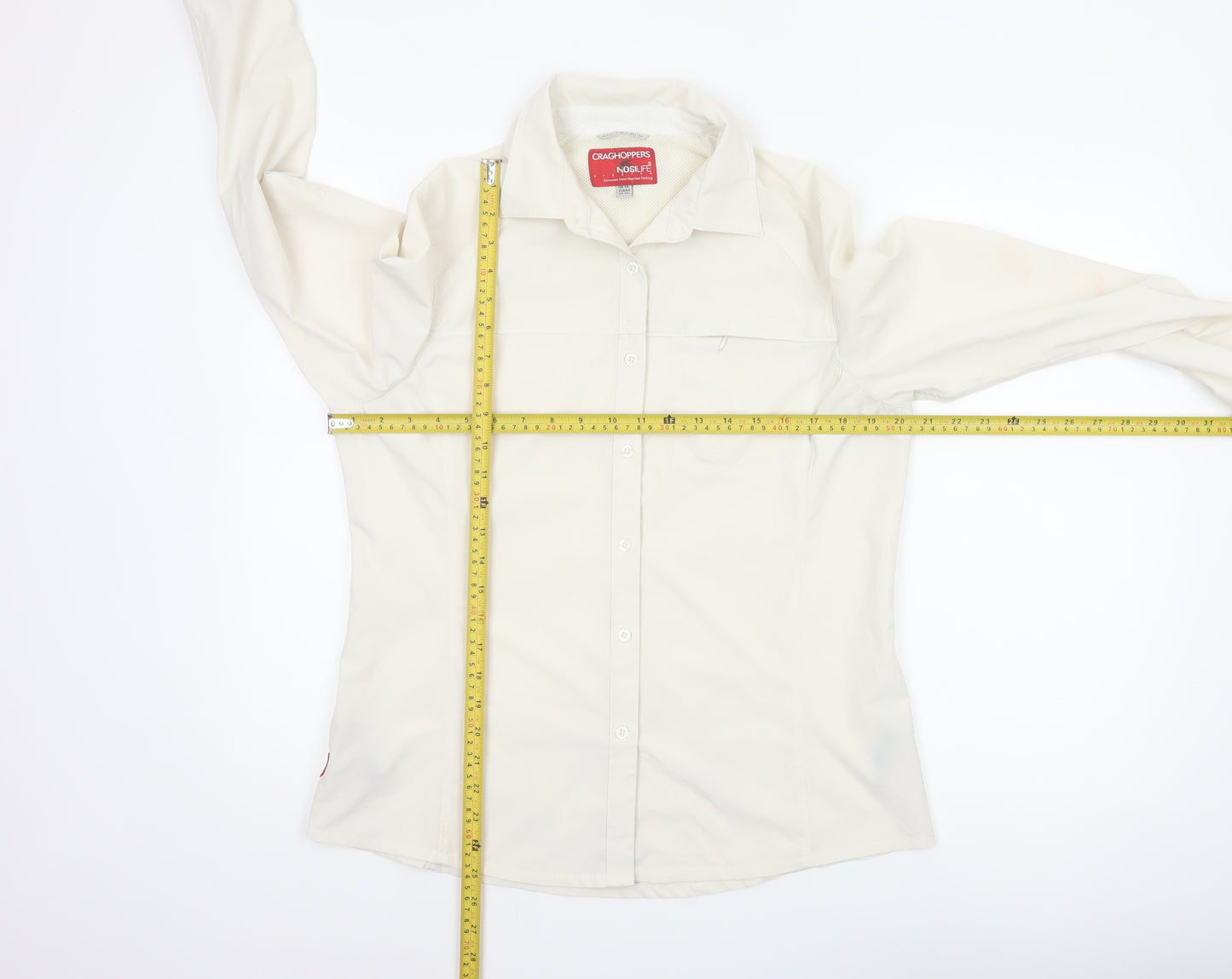 Craghoppers Women Ivory UK 14 Long Sleeve Outdoor Button-Up Shirt