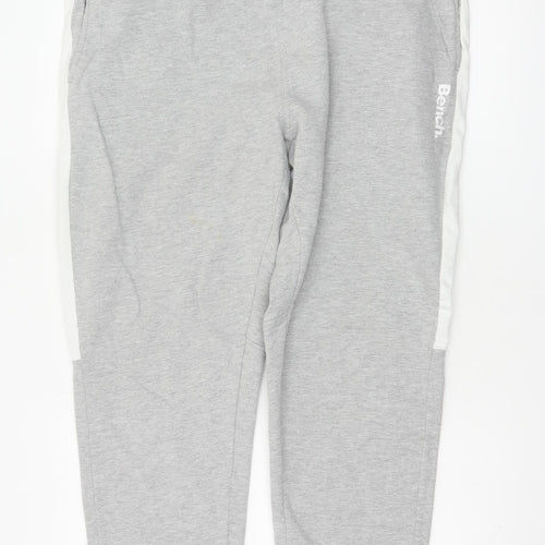 Bench Men’s Grey XL Logo Stripe Fleece Jogger Sweatpants