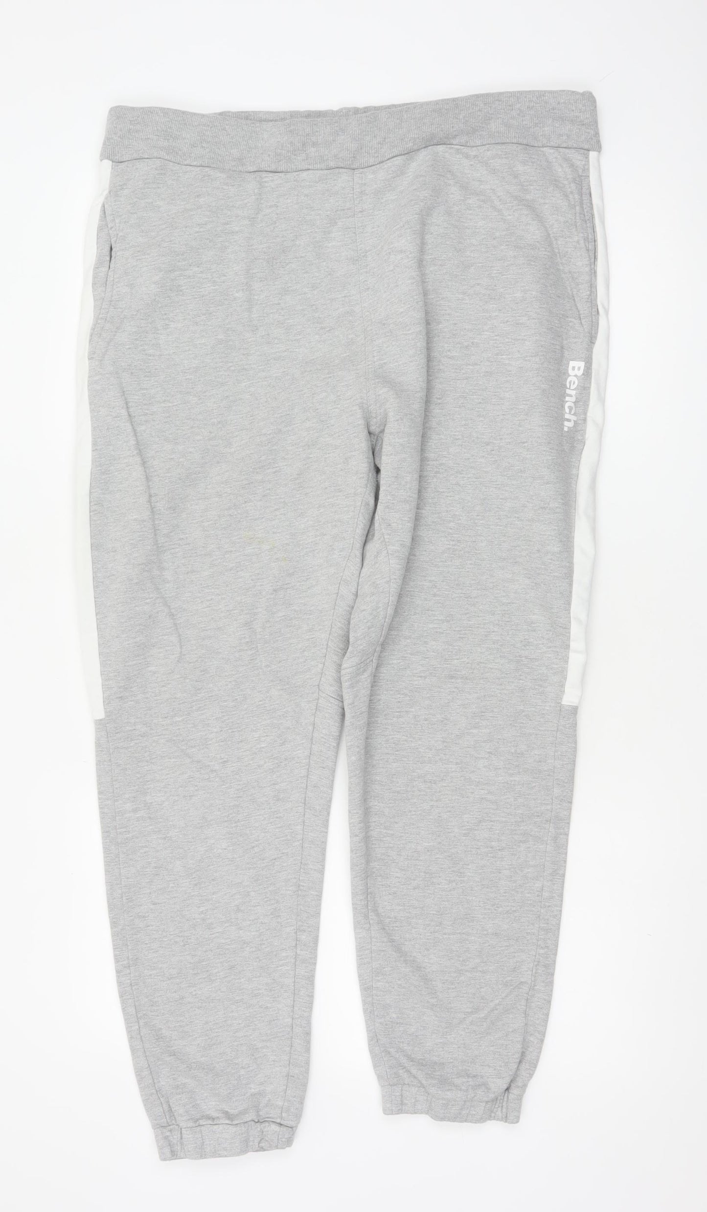 Bench Men’s Grey XL Logo Stripe Fleece Jogger Sweatpants
