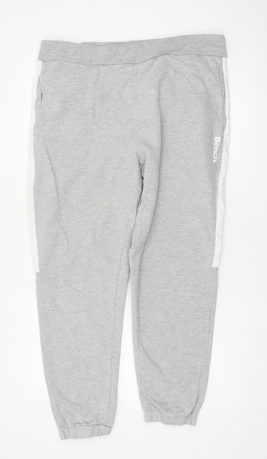 Bench Men’s Grey XL Logo Stripe Fleece Jogger Sweatpants