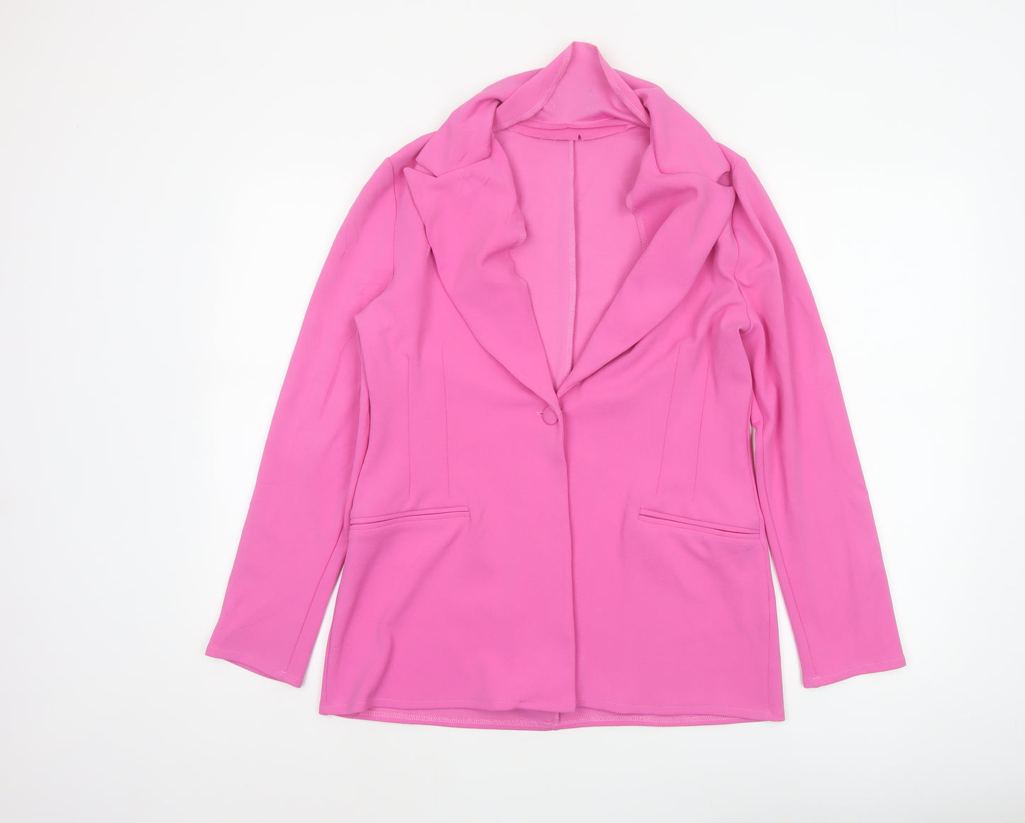 ASOS DESIGN Women Pink UK 14 One Button Stretch Tailored Blazer Jacket