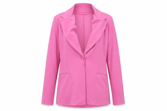 ASOS DESIGN Women Pink UK 14 One Button Stretch Tailored Blazer Jacket