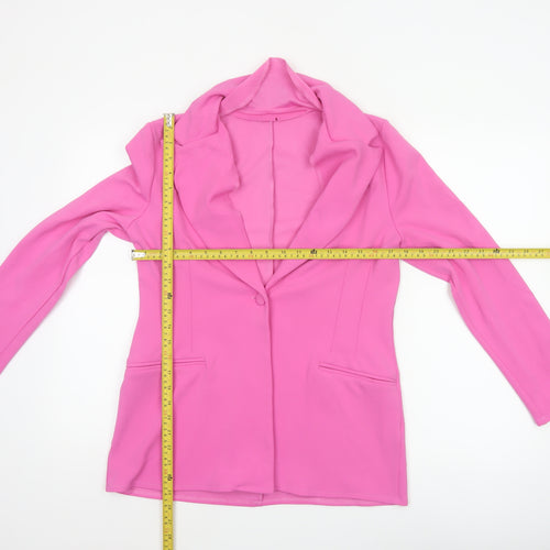 ASOS DESIGN Women Pink UK 14 One Button Stretch Tailored Blazer Jacket