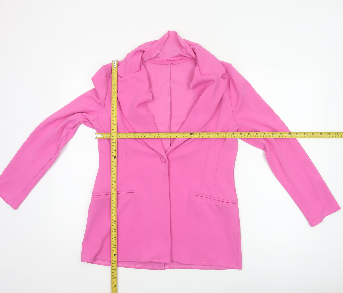 ASOS DESIGN Women Pink UK 14 One Button Stretch Tailored Blazer Jacket