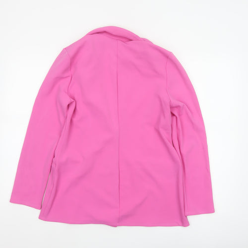 ASOS DESIGN Women Pink UK 14 One Button Stretch Tailored Blazer Jacket