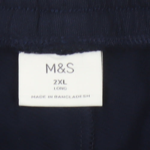 Marks & Spencer Men's Blue 2XL Long Jogger Stretch Drawstring Trousers