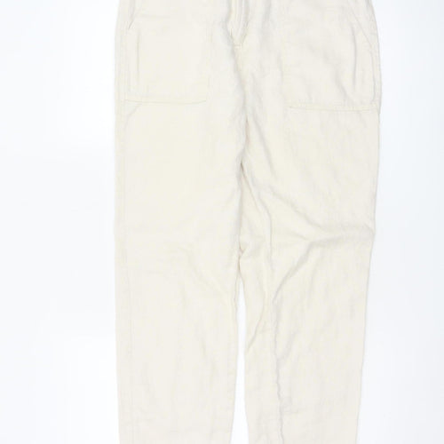 Next Women’s Ivory Linen Cargo Jogger Trousers UK 10 Long
