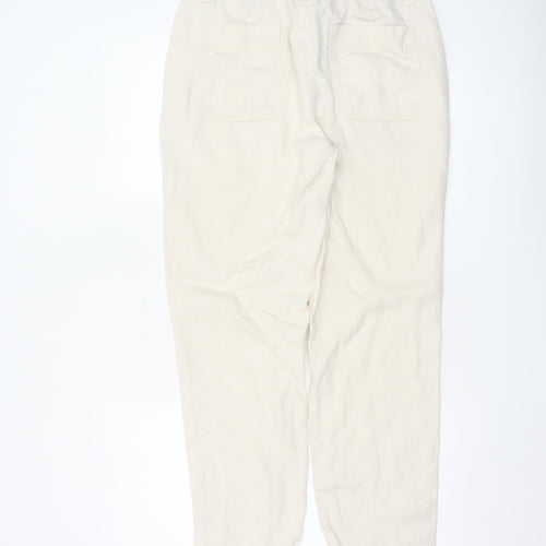 Next Women’s Ivory Linen Cargo Jogger Trousers UK 10 Long
